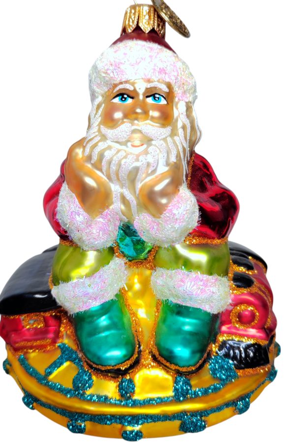 Дед Мороз на подушке с поездом