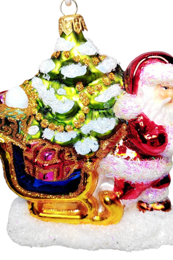 Дед Мороз с санками и елкой